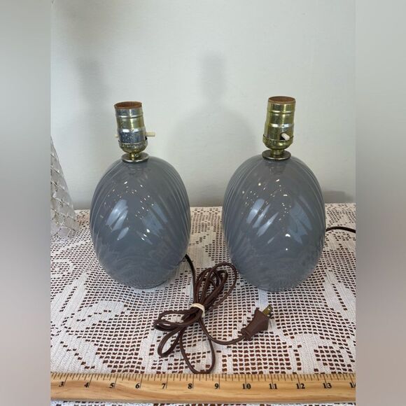 Vintage ceramic seashell textured gray table lamps | Lamp no.1 of the 2 lamps - Picture 12 of 13
